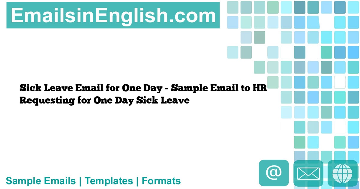 sick leave email to hr for one day